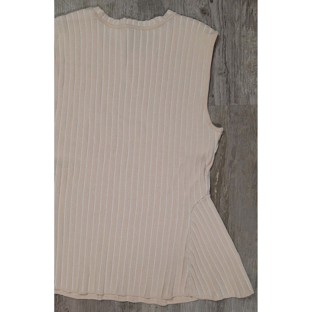 Vince Camuto Women's Small Beige Sleeveless Top Wide Ribbed, Summer Casual - Picture 7 of 10